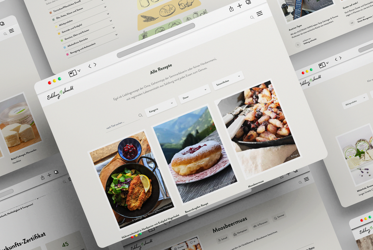 verschiedene Seiten der Salzburg Schmeckt Homepage